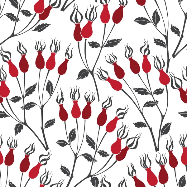 Dalları kuşburnu çilek deseni.