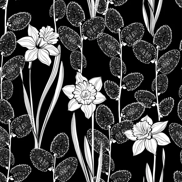 春の花水仙のパターン — ストックベクタ