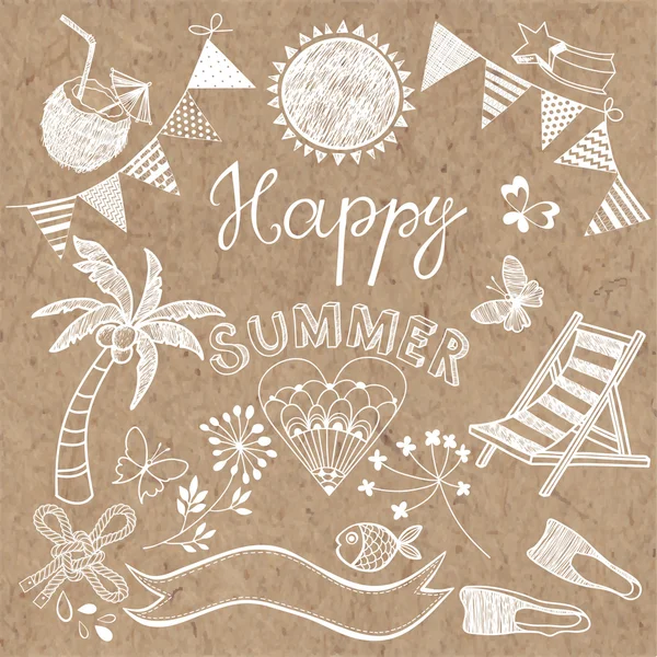 Set de verano feliz . — Archivo Imágenes Vectoriales