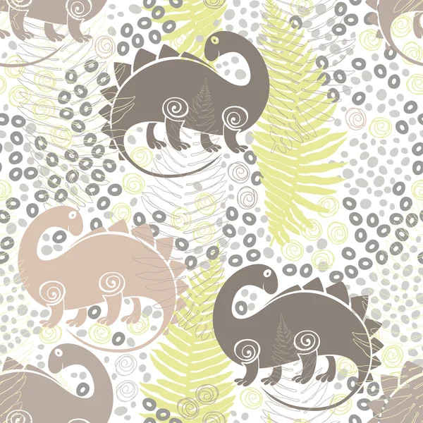 Pattern with dinosaurs and ferns. Royalty Free Stock Illustrations