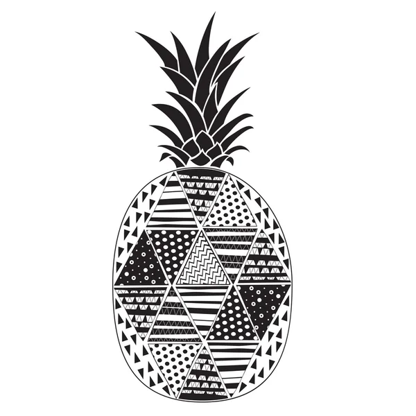 Ananas. Czarno-biały ilustracja. — Wektor stockowy