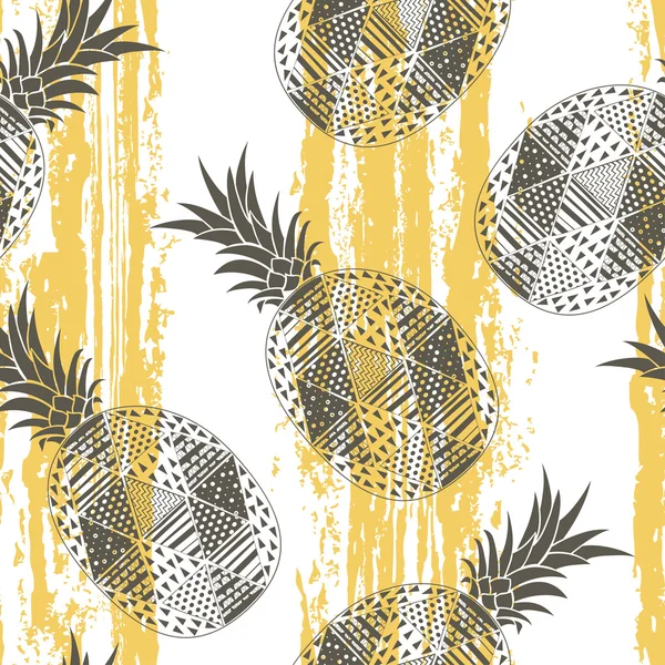 Naadloos patroon met ananas. — Stockvector