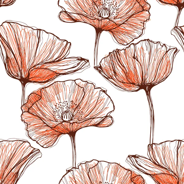 Seamless pattern with poppies. — Stock Vector