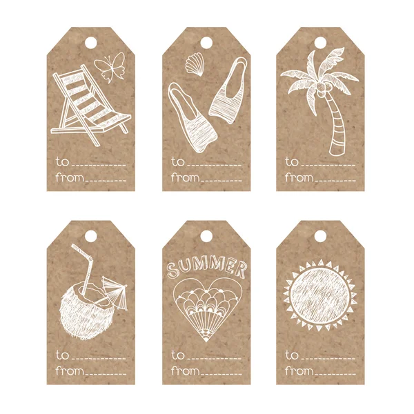 Tags with  summer holiday motifs. — Stock Vector