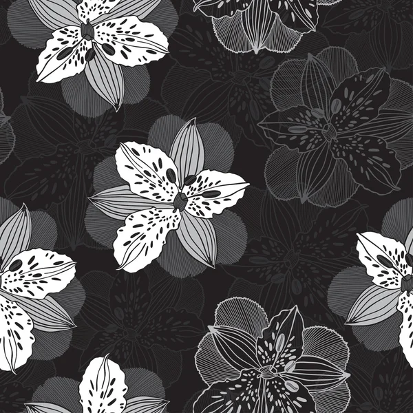 Monochrome seamless pattern with irises. — Stock Vector
