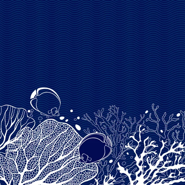 Морська тема з підводними рослинами — стоковий вектор