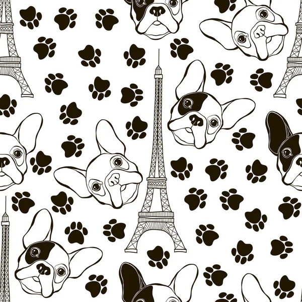 Seamless pattern with French Bulldogs — Stock Vector