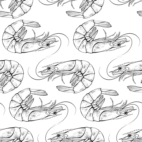 Crevettes motif sans couture — Image vectorielle