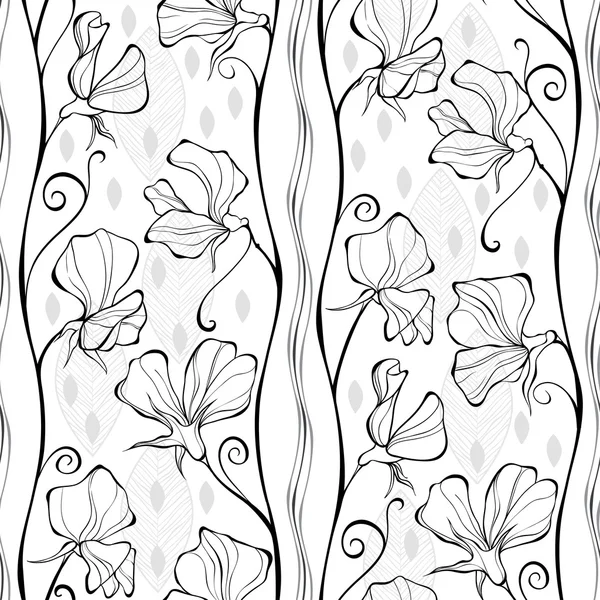 Seamless pattern with flowers of sweet peas — Stock Vector