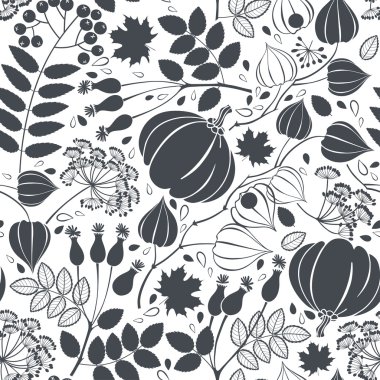 Sonbahar bitki ve kabak ile Seamless Modeli.