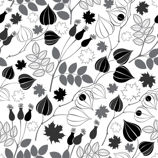 Seamless pattern with physalis,dogrose berries — Stock Vector
