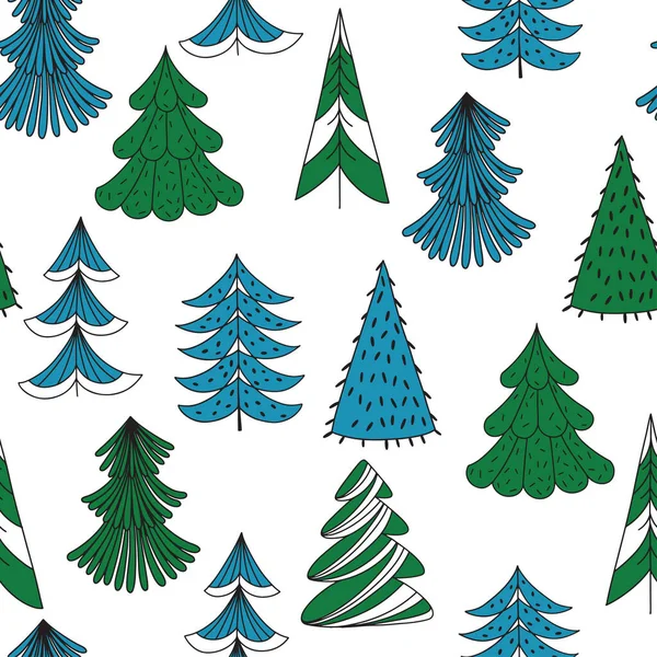 Fondo Navidad Año Nuevo Con Abetos Árboles Navidad Vectoriales Perfecto — Vector de stock