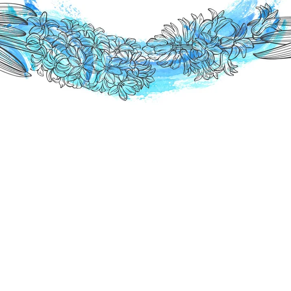 Hyacinten Aquarelelementen Bloemenachtergrond Met Ruimte Voor Tekst Wit Perfect Voor — Stockvector