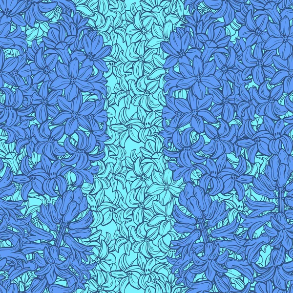 Flores Jacinto Fondo Floral Sin Fin Ilustración Vectores Primavera Dibujados — Vector de stock