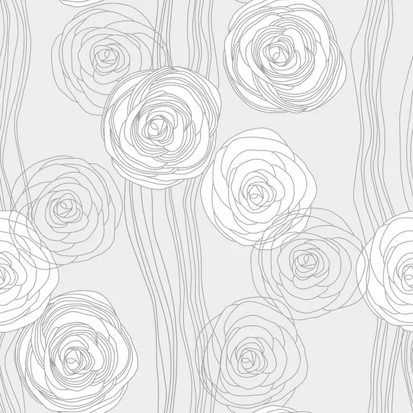 Контуры Розовые Цветы Линии Цветочный Бесконечный Фон Весенний Векторный Рисунок — стоковый вектор