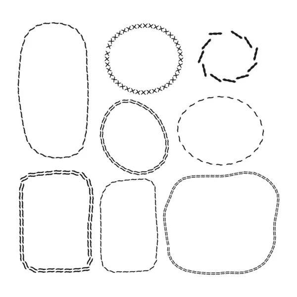 Telai Astratti Set Cuciture Cucire Grafica Geometrica Vettoriale Forme Isolate — Vettoriale Stock