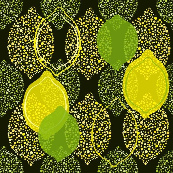 Pola lemon dan jeruk nipis - Stok Vektor