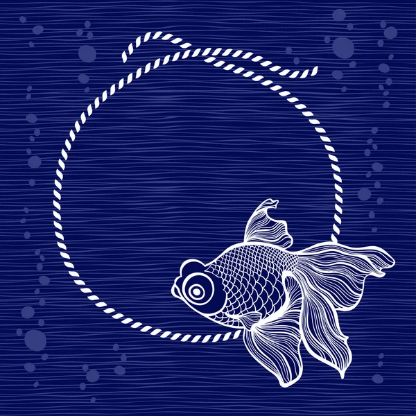 Рамка з мотузкою і рибою — стоковий вектор