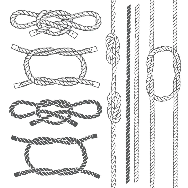 Conjunto de corda marinha, nós . —  Vetores de Stock