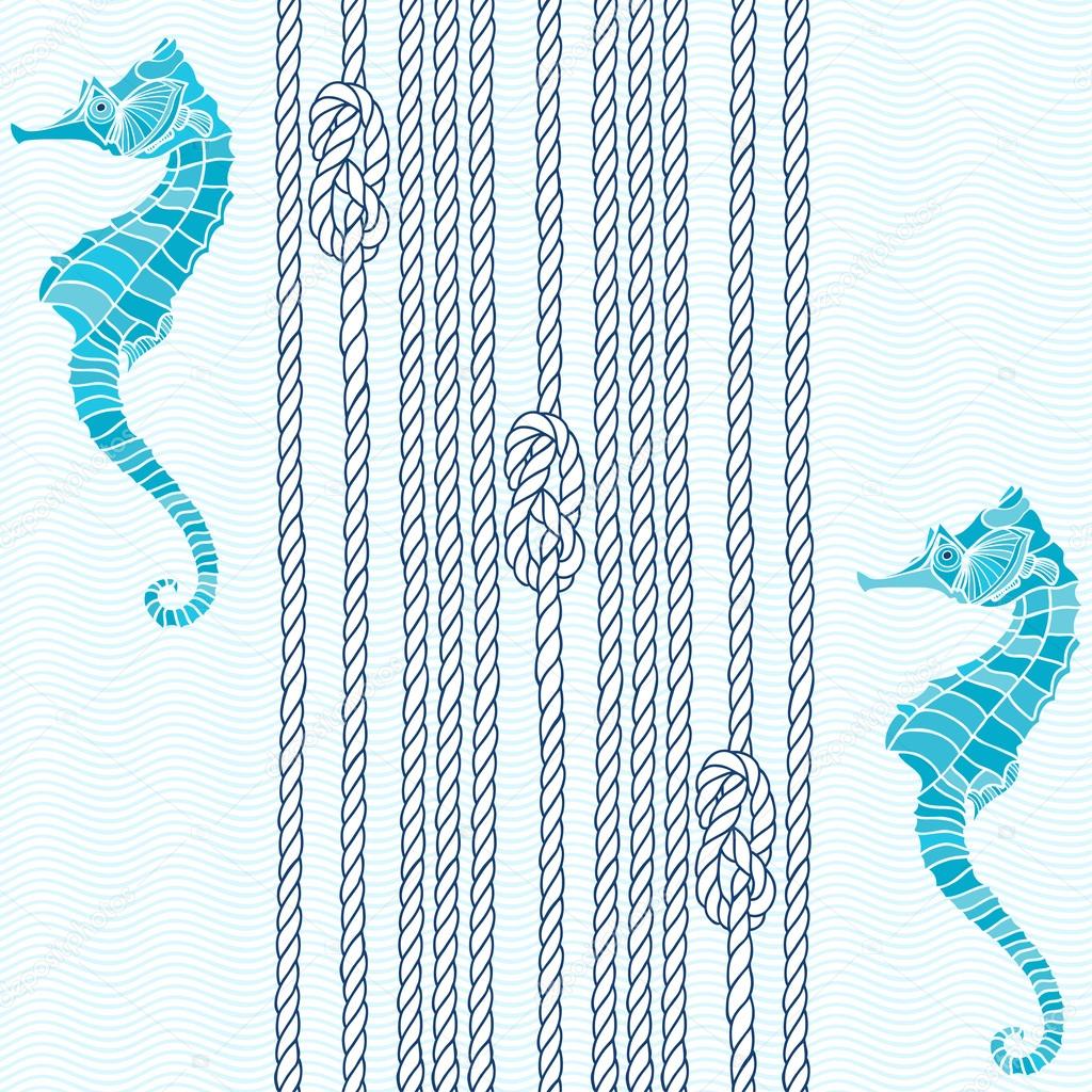 Seamless pattern with marine rope