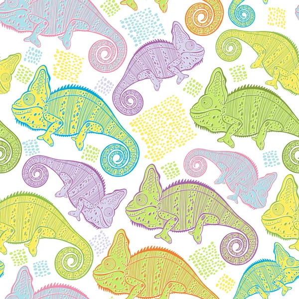 Seamless pattern with chameleons — Stock Vector