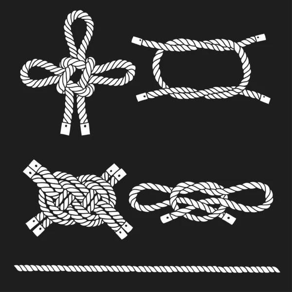 Set of marine knots, ropes — Stock Vector
