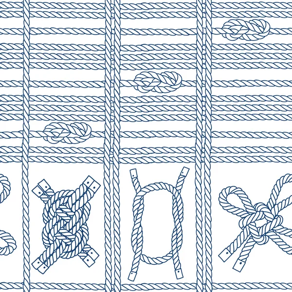 Modello con corda marina e nodi — Vettoriale Stock