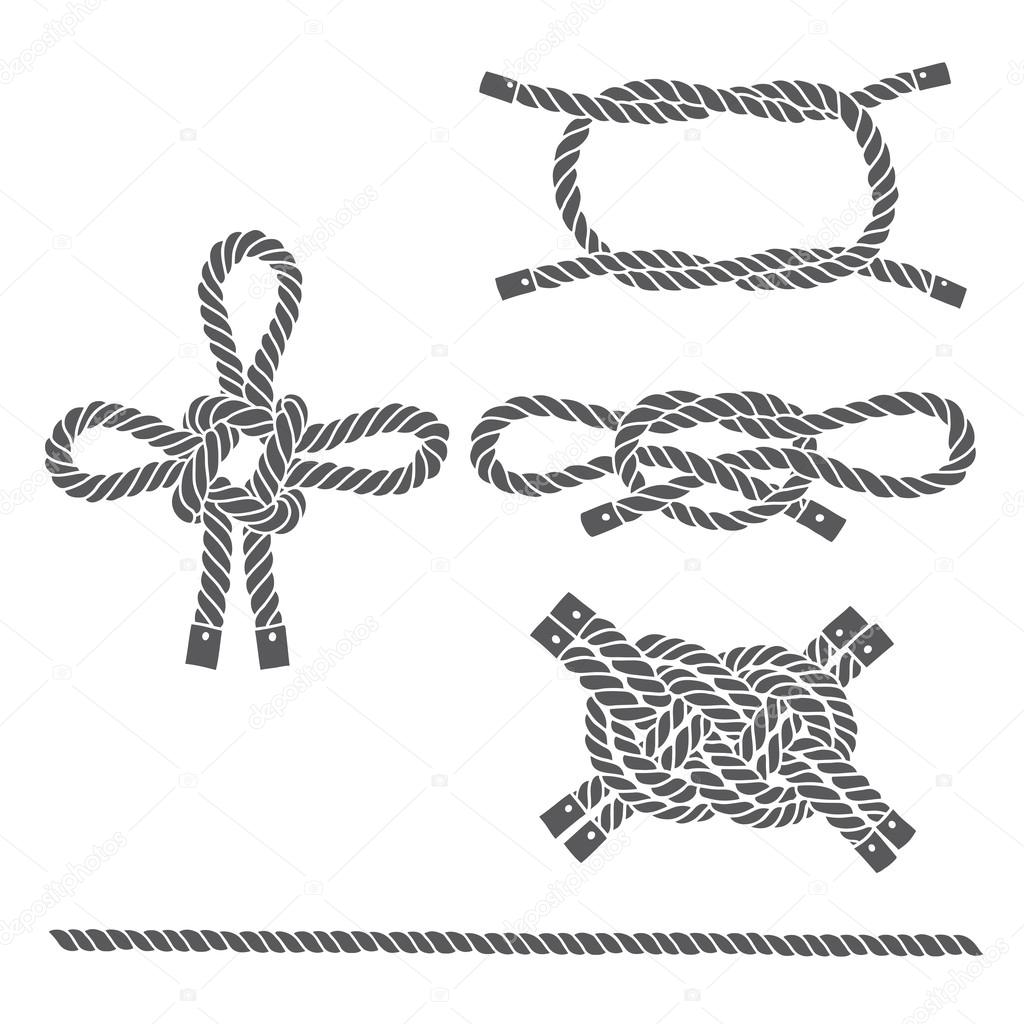 Set of marine rope, knots