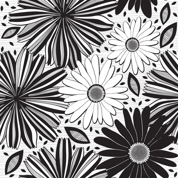 Svarta och vita blommor — Stock vektor