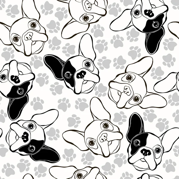 Pattern with French Bulldogs — Stock Vector