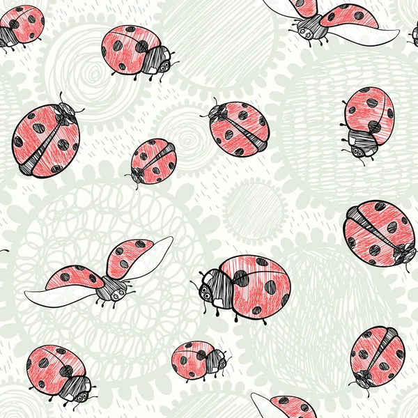 Bezešvé vzor s ladybugs — Stockový vektor