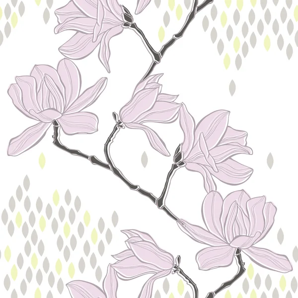 Fond avec des fleurs magnolia rose — Image vectorielle