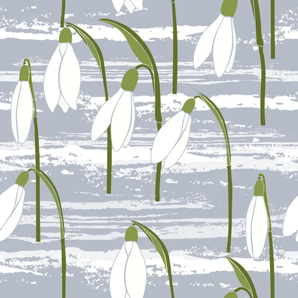 Background with white snowdrops flowers — Stock Vector