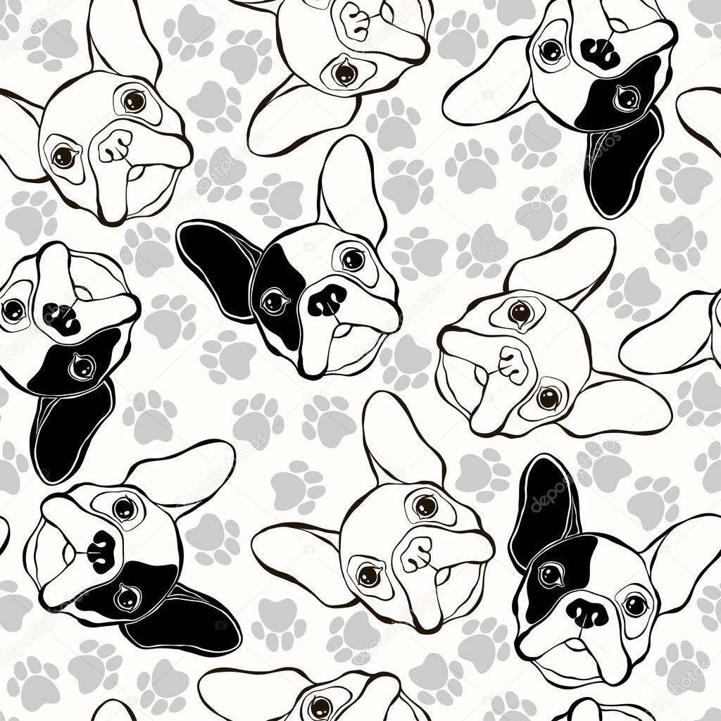 Pattern with French Bulldogs