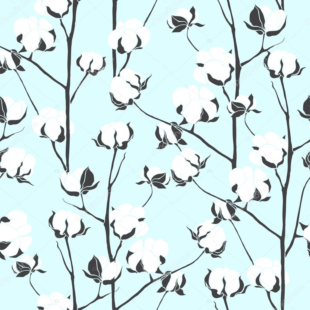 Pattern with cotton branches