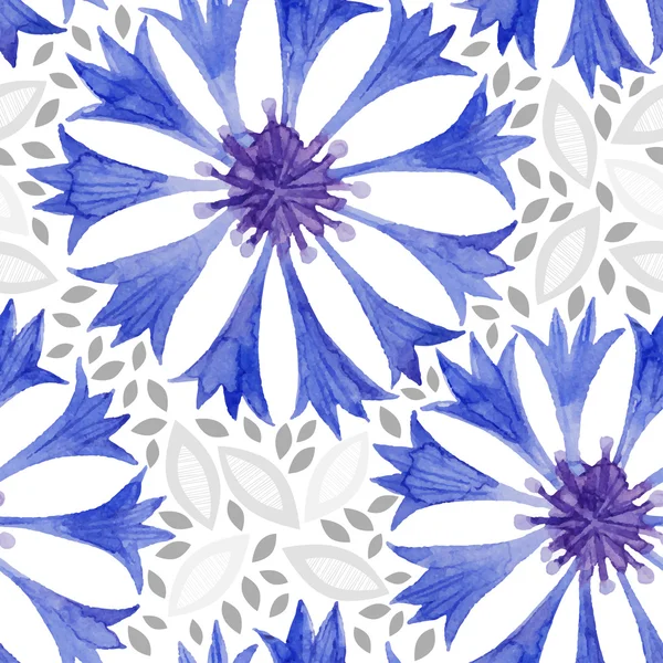 Motif aquarelle avec des bleuets . — Image vectorielle