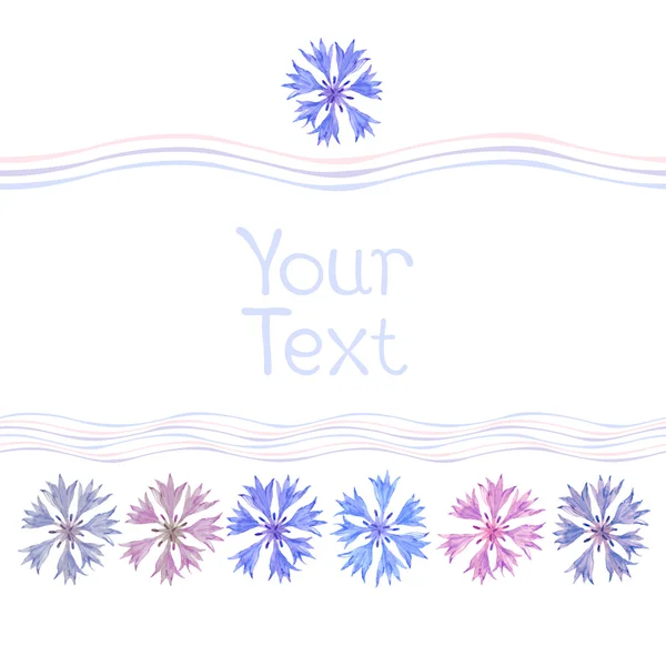 Card with watercolor cornflowers — Stock Vector