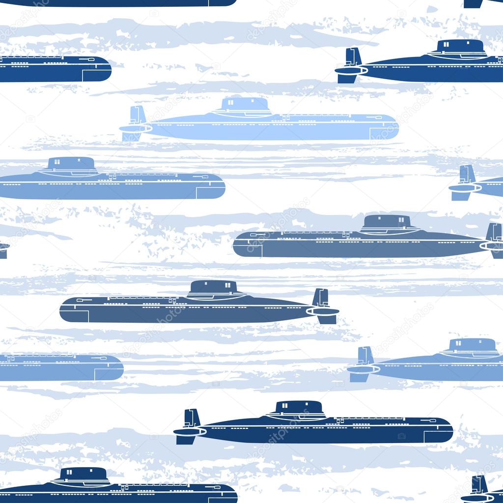 Seamless pattern with submarines.