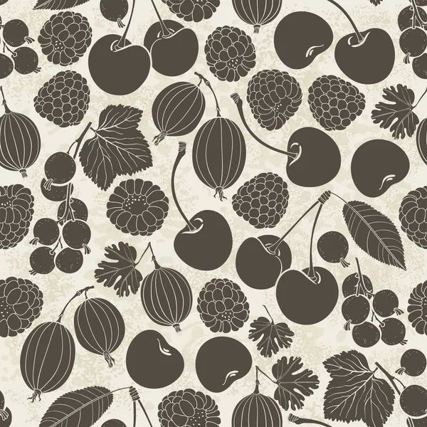 Seamless pattern with berry silhouettes. — Stock Vector