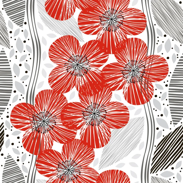 Seamless pattern with poppies. — Stock Vector