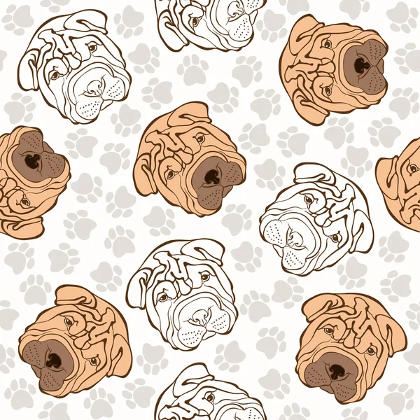Seamless pattern with sharpei — Stock Vector