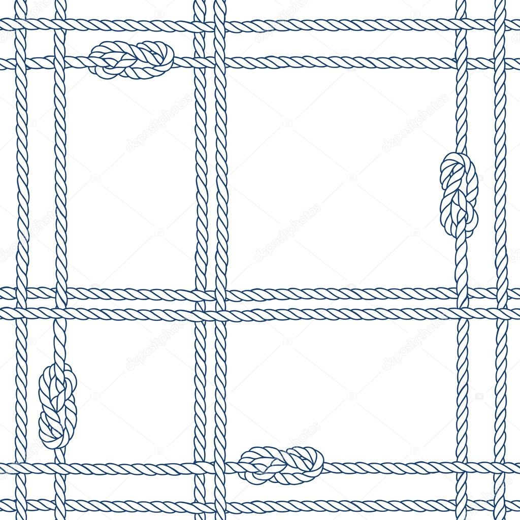 Seamless pattern with marine rope and knots