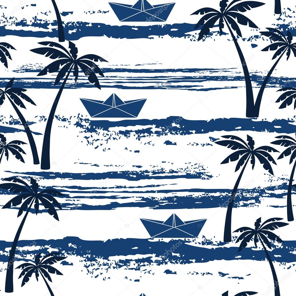 Seamless pattern with sea