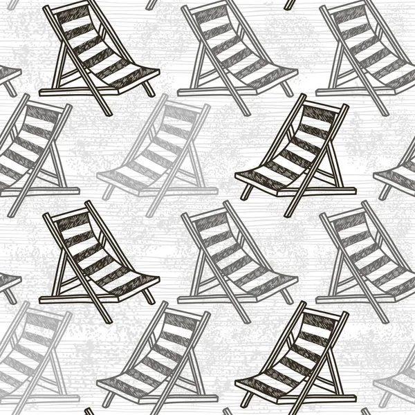 Pattern with beach chaises — Stock Vector