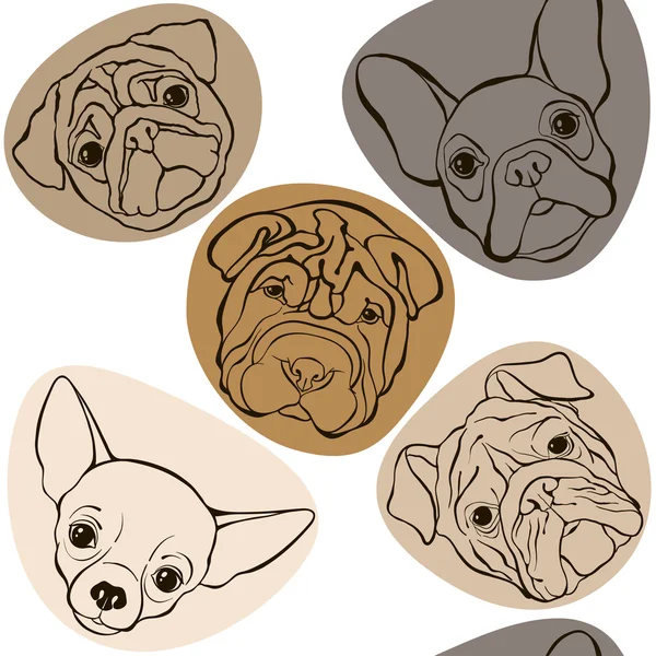 Varrat nélküli mintát arcok a kutyák — Stock Vector