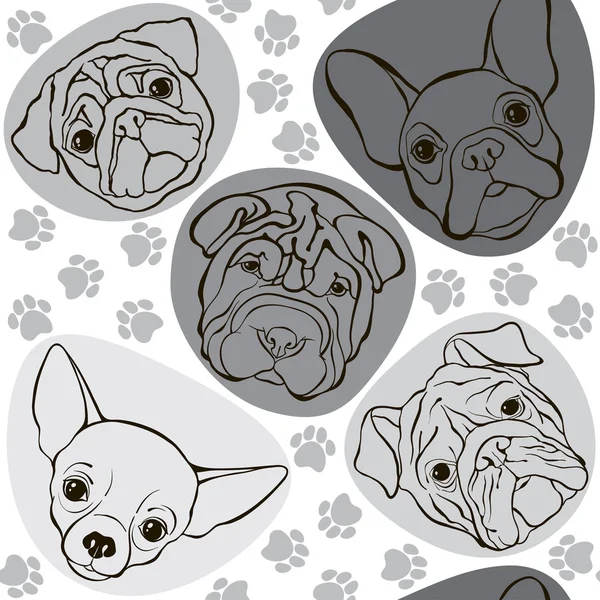 Seamless mönster med ansikten av hundar — Stock vektor