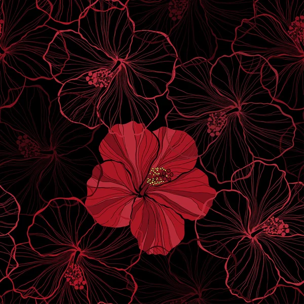 Mönster med hibiscus blommor som bakgrund — Stock vektor