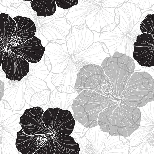 Patroon met hibiscus bloemen als achtergrond — Stockvector