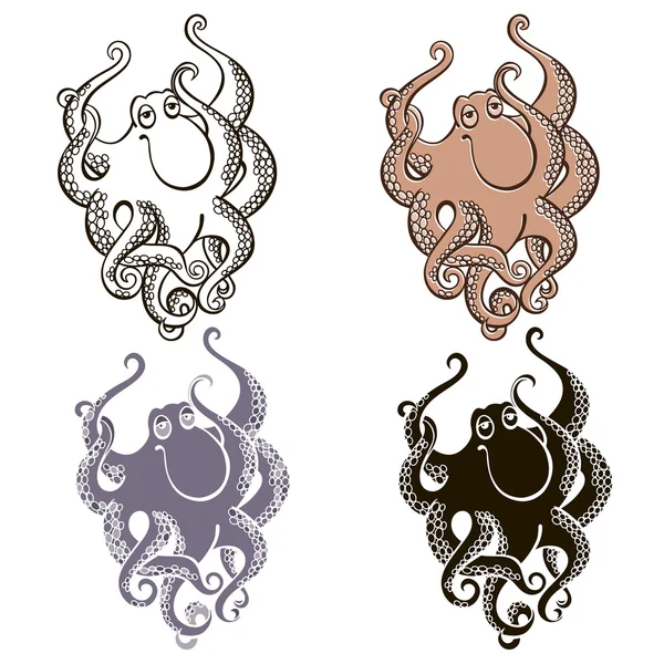 Set of  octopus on white — Stock Vector