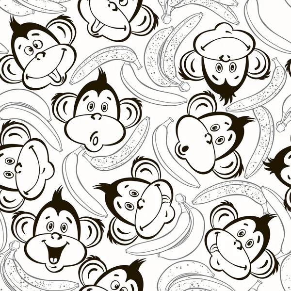 Ansikten av apor och bananer — Stock vektor